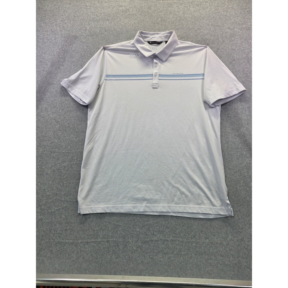 TravisMathew Mens XL Lavender Purple Striped Short Sleeve Golf Polo Shirt‎